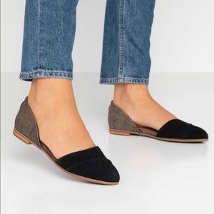 TOMS Jutti D’Orsay Flats Black and Woven Metallic Heel